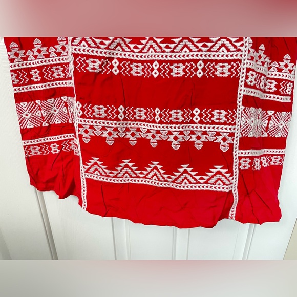 NWOT Savanna Jane Large L Red Embroidered Dress S/S Midi Boho Women’s - Picture 5 of 10